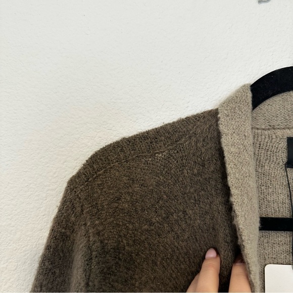 Zara Knit Two Tone Waterfall Cardigan Wool Blend Brown Mocha Size Small Women’s - Picture 6 of 11